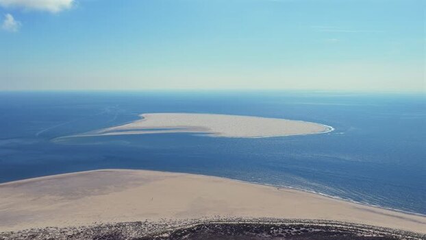 Aerial view of Noorderhaaks sandbar in the Netherlands.
