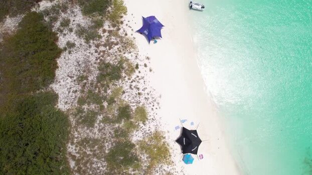 Aerial view of Los Roques archipelago beach Venezuela.