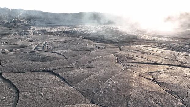 Aerial view of the volcanic Danakil Desert landscape Ethiopia.