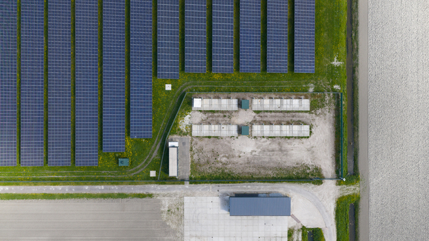 Aerial View of Battery Storage at Solar Park