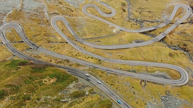 Aerial view of Transfagarasan mountain road in Romania. Aerial view of Transfagarasan mountain road in Romania.