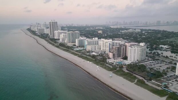 Aerial view of Miami Beach coastline in United States.