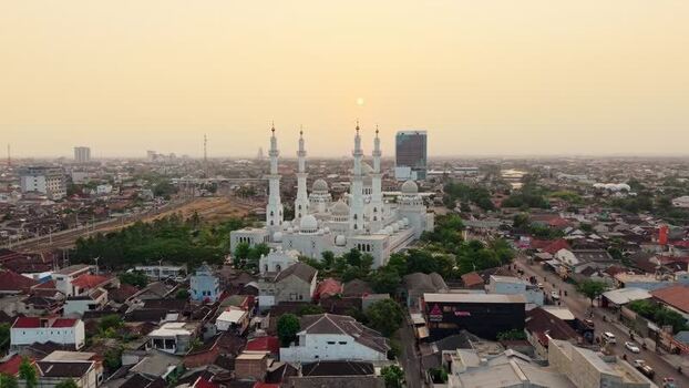 Aerial view of Sheikh Zayed Grand Mosque in Surakarta Indonesia. Aerial view of Sheikh Zayed Grand Mosque in Surakarta Indonesia.