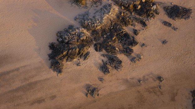 Aerial view of the rocky coastline and sandy beach in Plevenon Brittany France. Aerial view of the rocky coastline and sandy beach in Plevenon Brittany France.