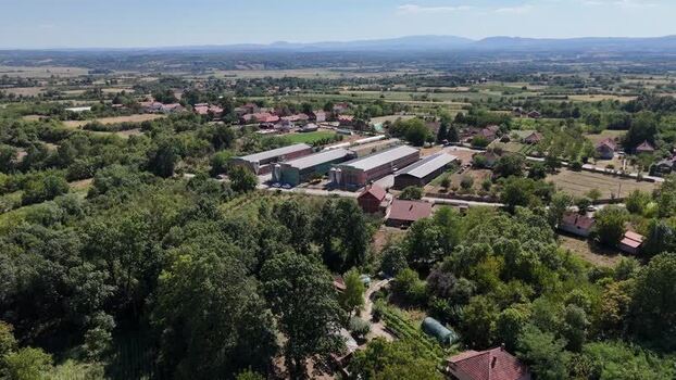 Aerial view of chicken farm in Mladenovac Serbia. Aerial view of chicken farm in Mladenovac Serbia.