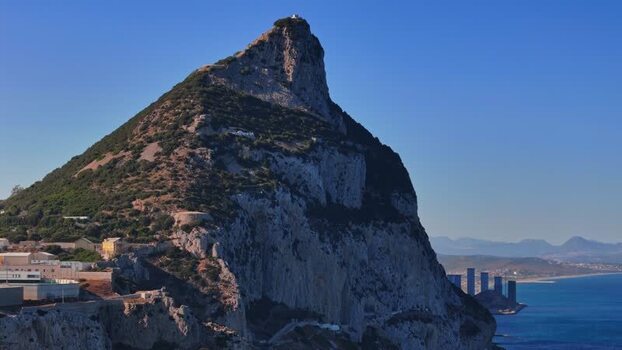 Aerial view of the Rock of Gibraltar Gibraltar.