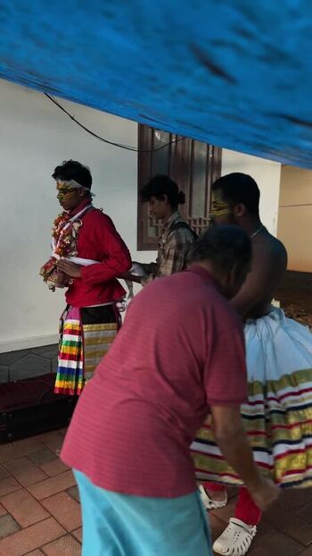 View of traditional dancers being prepared for a performance in Kochi India. View of traditional dancers being prepared for a performance in Kochi India.