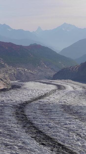 Aerial view of Aletsch Glacier in the Swiss Alps Switzerland.