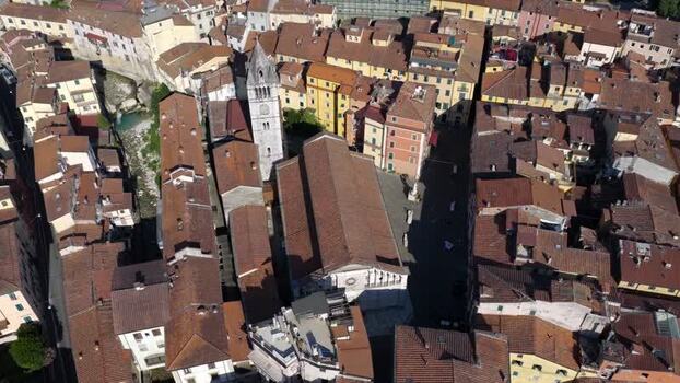 Aerial view of the Cathedral of Carrara and historic city Italy. Aerial view of the Cathedral of Carrara and historic city Italy.