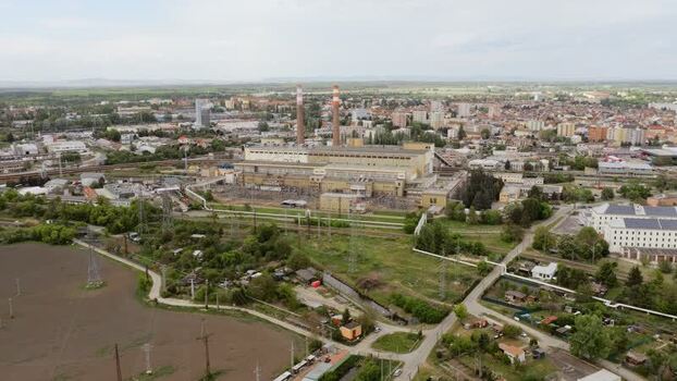 Aerial view of Hodonin Power Station Czechia.
