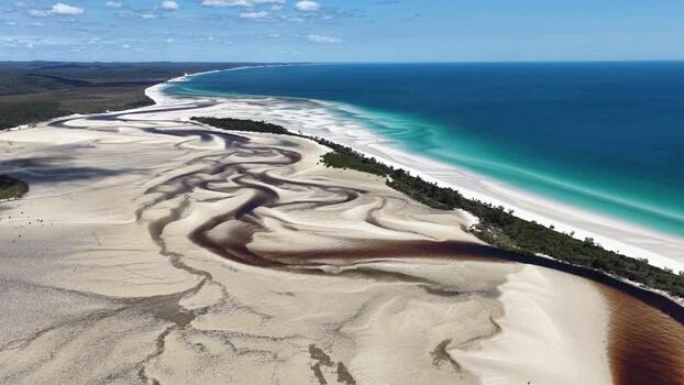 Aerial view of Wathumba Creek on K gari Australia.