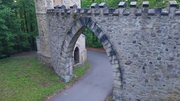 Aerial view of Arturuv hrad stone archway in Sychrov Czechia. Aerial view of Arturuv hrad stone archway in Sychrov Czechia.
