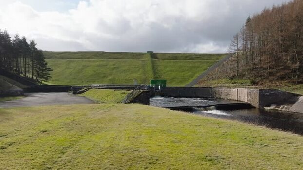 Aerial view of Whiteadder Reservoir dam in Duns United Kingdom. Aerial view of Whiteadder Reservoir dam in Duns United Kingdom.
