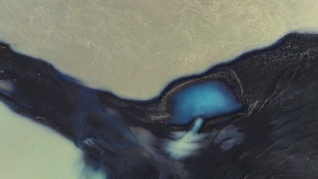 Aerial view of glacial river patterns in Jokulsarlon Iceland. Aerial view of glacial river patterns in Jokulsarlon Iceland.