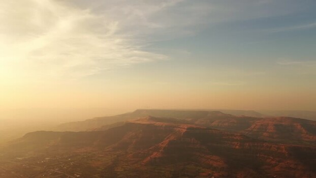 Aerial view of Sahyadri Mountains at sunset India. Aerial view of Sahyadri Mountains at sunset India.