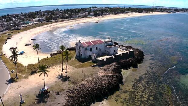 Aerial view of Nossa Senhora de Lurdes Chapel Mozambique.