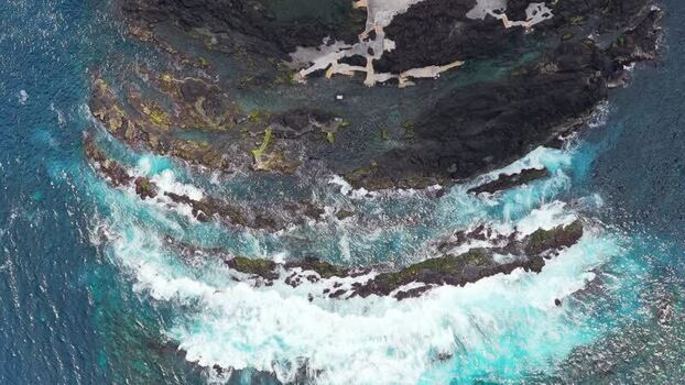 Aerial view of Piscinas Naturais Biscoitos Portugal.