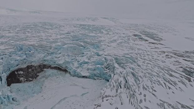 Aerial view of glacier in Svalbard and Jan Mayen.