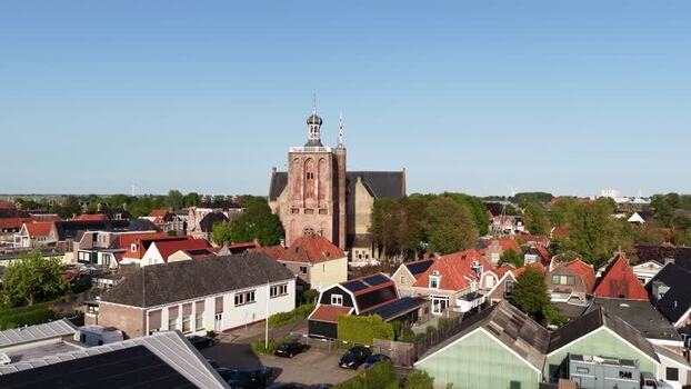 Aerial view of the historic Grote of Sint Gertrudiskerk Netherlands.