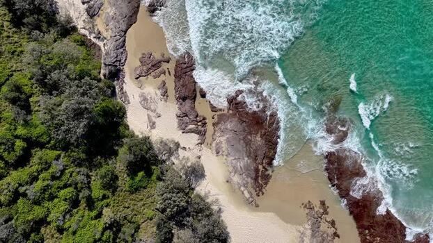 Aerial view of North Stradbroke Island coastline Australia.