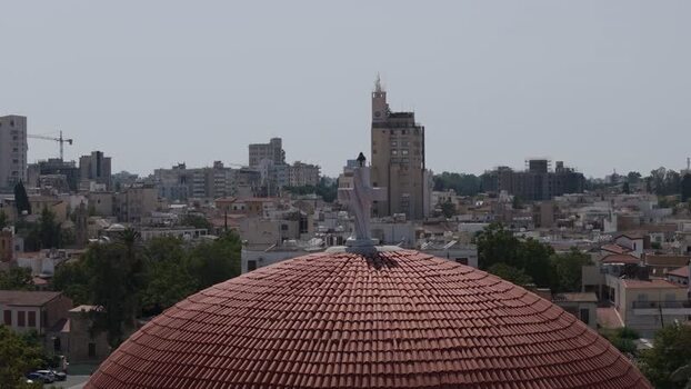 Aerial view of church dome in Nicosia Cyprus.