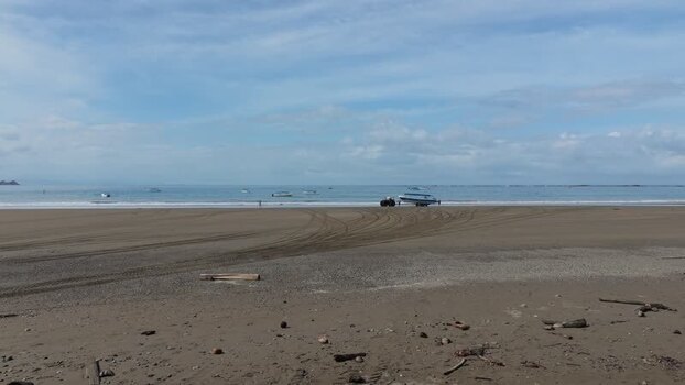 Aerial view of a boat on a sandy beach Costa Rica. Aerial view of a boat on a sandy beach Costa Rica.