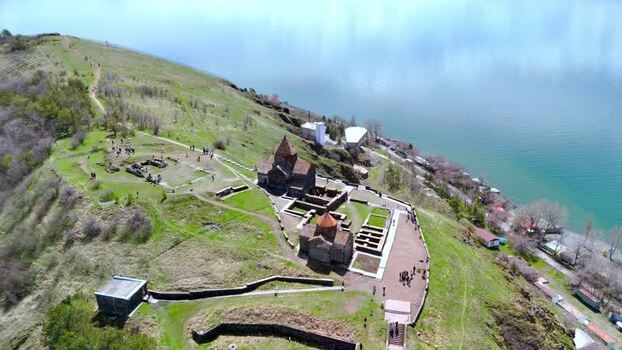 Aerial view of Sevanavank monastery on Lake Sevan Armenia. Aerial view of Sevanavank monastery on Lake Sevan Armenia.