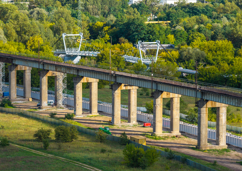 Aerial view of the Elevated Railway Viaduct in Poznan Greater Poland Voivod Poland. Aerial view of the Elevated Railway Viaduct in Poznan Greater Poland Voivod Poland.