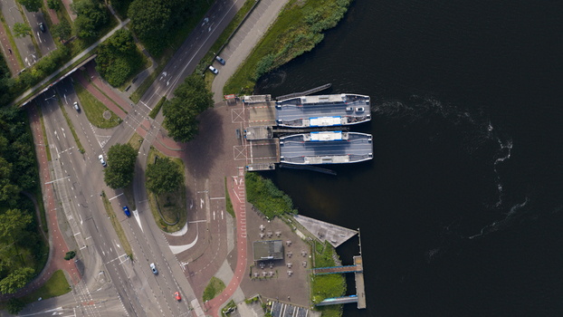 Velsen Noord Netherlands 20 June 2026 Aerial view of Velsen North Electric Ferry. Velsen Noord Netherlands 20 June 2026 Aerial view of Velsen North Electric Ferry.