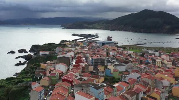 Aerial view of the coastal town of Carino Spain. Aerial view of the coastal town of Carino Spain.