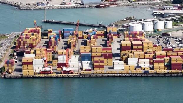 Aerial view of Batumi container terminal Georgia.