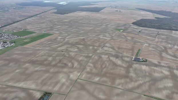 Aerial view of agricultural fields France.