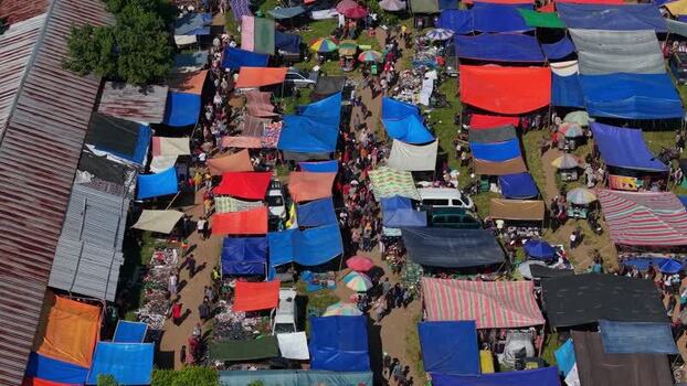 Aerial view of Bonyokan Pasar Legi market Indonesia.