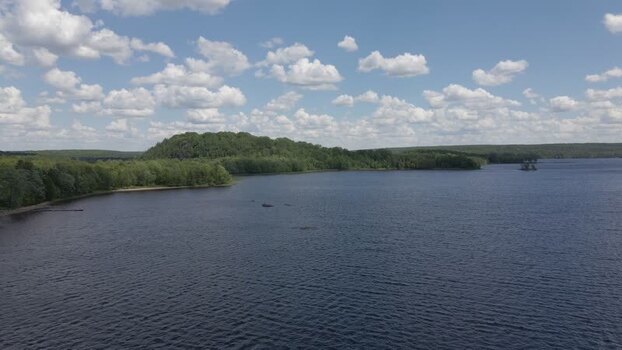 Aerial view of Commanda Lake in Restoule Canada.