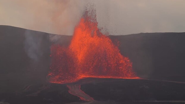 View of a dramatic volcanic eruption United States.