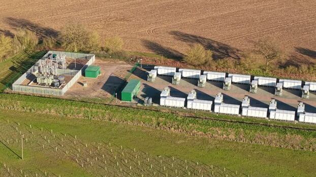 Aerial view of National Grid Bramford Substation United Kingdom. Aerial view of National Grid Bramford Substation United Kingdom.