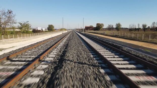 Aerial view of railway tracks Italy.