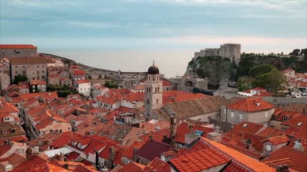 Aerial view of Old Town Dubrovnik with terracotta rooftops Croatia. Aerial view of Old Town Dubrovnik with terracotta rooftops Croatia.