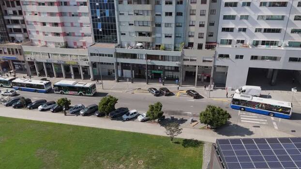 Aerial view of Rua de Alfredo Cunha in Matosinhos Portugal. Aerial view of Rua de Alfredo Cunha in Matosinhos Portugal.