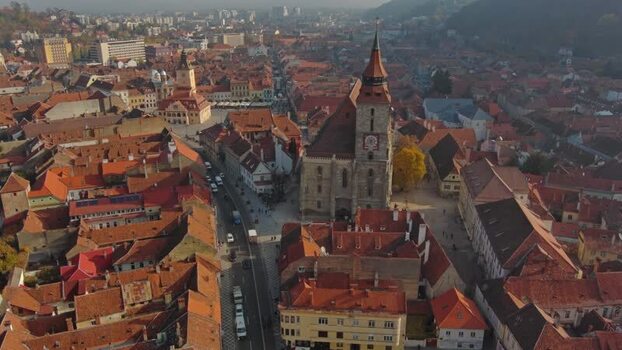 Aerial view of Black Church in Brasov Romania. Aerial view of Black Church in Brasov Romania.