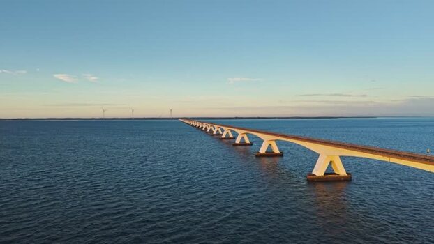 Aerial view of Zeeland Bridge Netherlands.