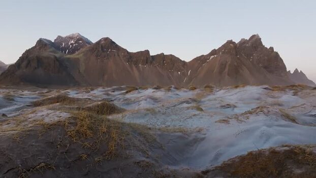 Aerial view of Vestrahorn mountains and black sand dunes Iceland. Aerial view of Vestrahorn mountains and black sand dunes Iceland.