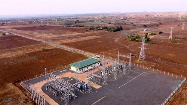 Aerial view of electrical substation in Loitokitok Kenya.