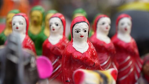 View of traditional clay dolls in Bogura Bangladesh.