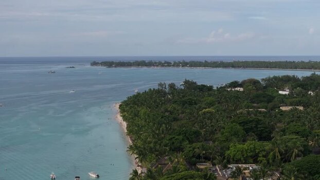 Aerial view of Trou aux Biches Beach Mauritius.