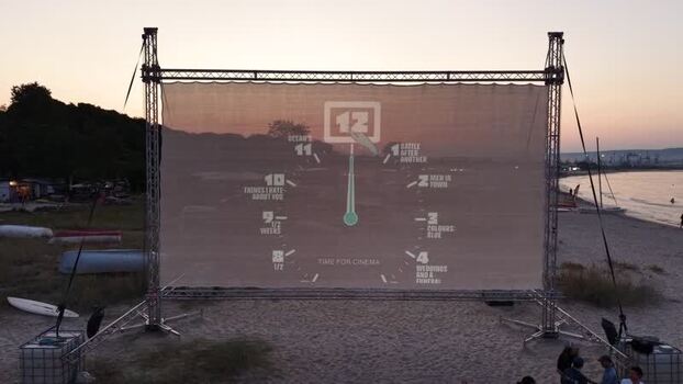 Aerial view of The Quarantine Film Festival on the beach Bulgaria.
