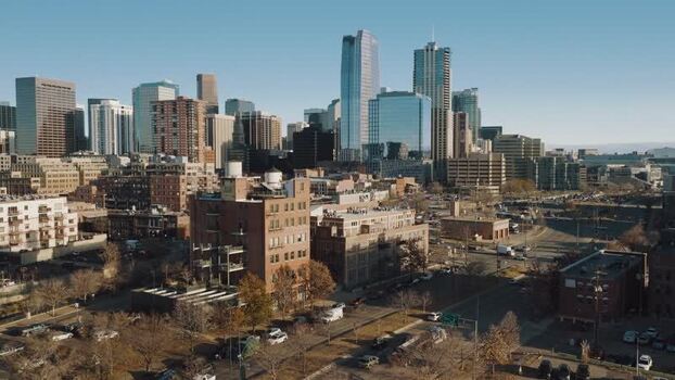 Aerial view of Denver skyline United States.