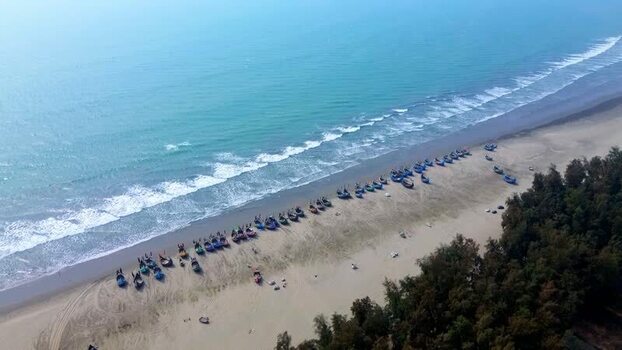 Aerial view of boats on the beach Bangladesh. Aerial view of boats on the beach Bangladesh.