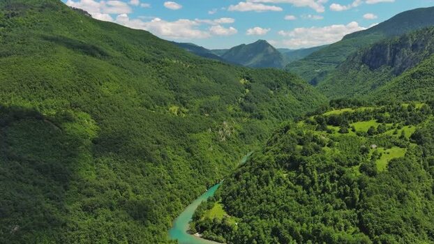 Aerial view of Tara River Canyon in Montenegro.