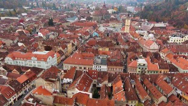 Aerial view of Brasov old town and Black Church Romania. Aerial view of Brasov old town and Black Church Romania.